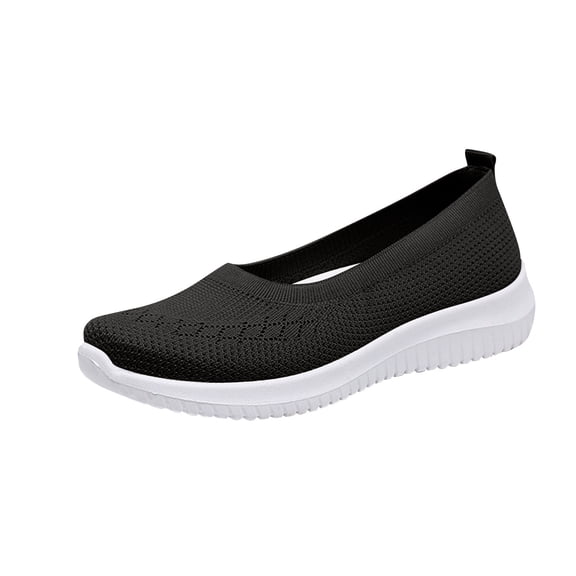 Domuza Orthopedic Casual Shoes for Women Arch Support Non Slip Slip on Golf Shoes Lightweight Knitted Mesh Stretch Volleyball Shoes Comfortable 2026 Orthopedic Shoes Black 9(EU-42)