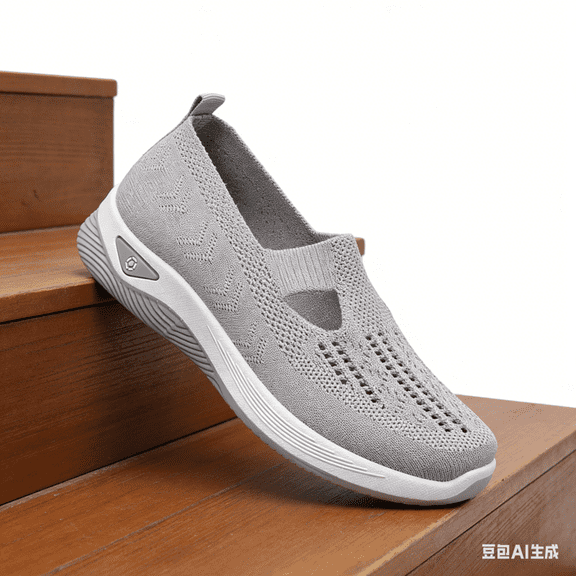 Domuza Orthopedic Casual Shoes for Women Arch Support Non Slip Slip on Golf Shoes Wide Mesh Stretch Server Shoes Comfort 2026 New Orthopedic Shoes Gray 5.5(EU-36)