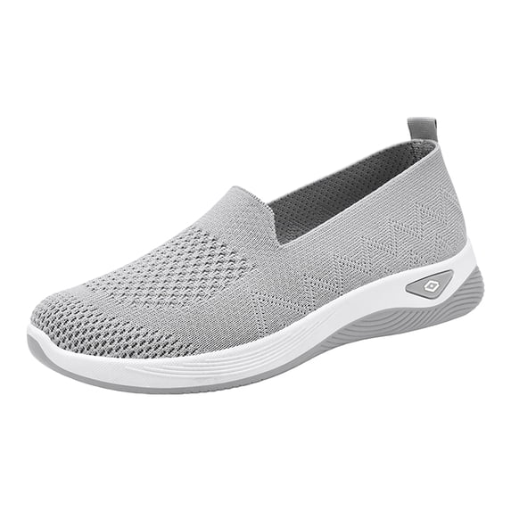 Domuza Orthopedic Casual Shoes for Women Arch Support Non Slip Slip on Sneakers Wide Mesh Stretch Server Shoes Comfort 2026 New Foam Shoes Gray 5.5(EU-36)