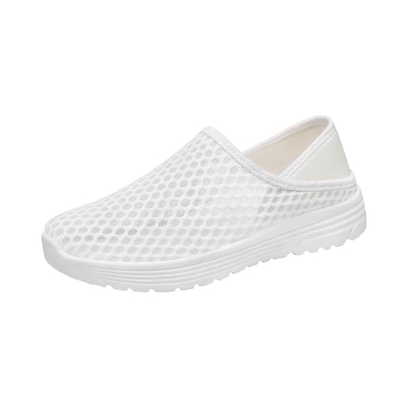 Domuza Orthopedic Casual Shoes for Women Arch Support Slip on Non Slip Sneakers Wide Mesh Stretch House Shoes Comfortable 2026 New Orthopedic Shoes White 5.5(EU-36)