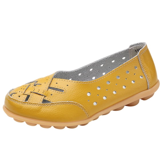 Domuza Orthopedic Dress Shoes for Women Arch Support Non Slip Slip on Sneakers Breathable Mesh Stretch Work Shoes Comfortable 2026 Foam Shoes Yellow 8.5(EU-41)