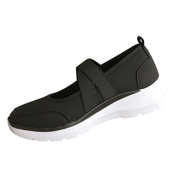 Domuza Orthopedic Dress Shoes for Women Arch Support Non Slip Slip on Work Shoes Breathable Knitted Mesh Stretch Volleyball Shoes Comfort 2026 New Orthopedic Shoes Black 8(EU-40)
