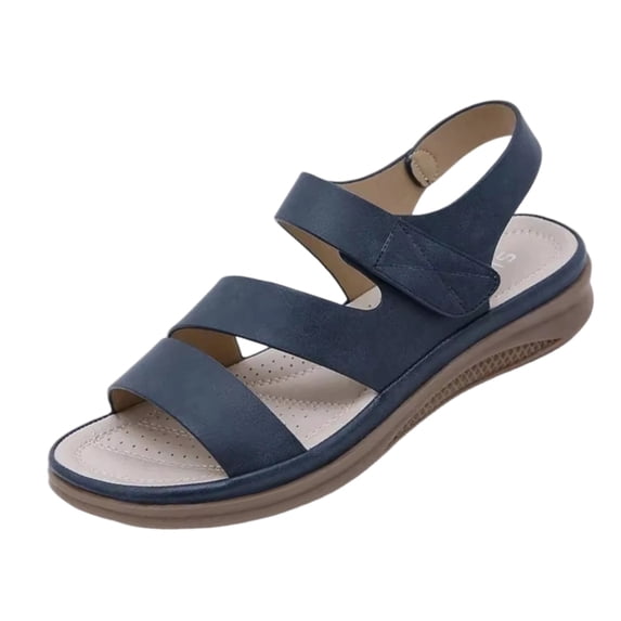 Domuza Orthopedic Sandals for Women Arch Support Flat Wedge Sandals Wide Width Slip on Non Slip Sneakers Vacation Beach 2026 Orthopedic Shoes Blue 7(EU-38)