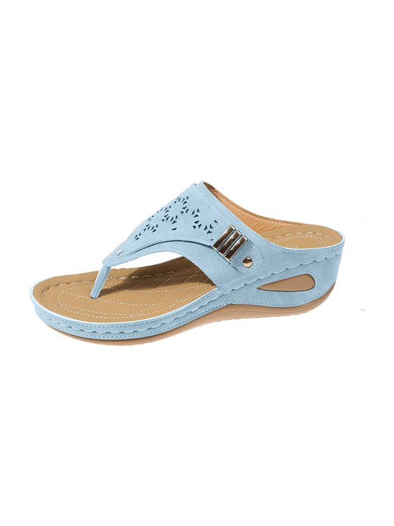 Orthopedic Sandals for Women Non Slip Slip on Arch Support Flat Wedge Sandals Lightweight Walking Shoes Vacation Beach Foam Shoes Sky Blue 10(EU-43)