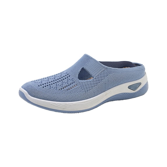 Domuza Orthopedic Shoes for Women Arch Support Non Slip Slip on Running Shoes Lightweight Mesh Stretch Business Casual Shoes Comfort 2026 Foam Shoes Light Blue 8.5(EU-41)