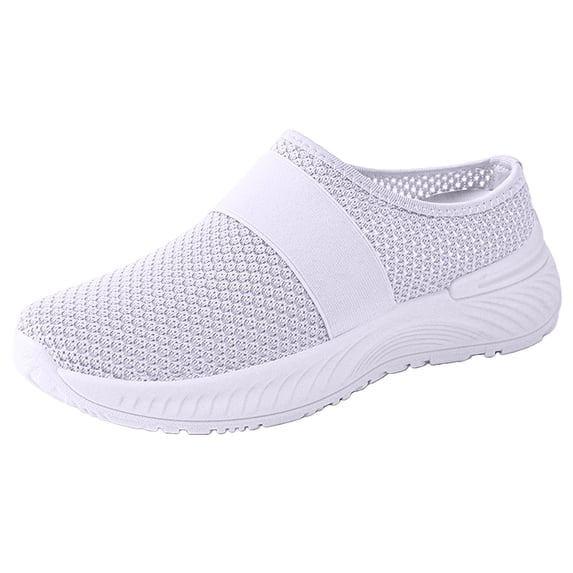 Domuza Orthopedic Shoes for Women Arch Support Slip on Non Slip Nurse Shoes Wide Mesh Stretch Business Casual Shoes Comfort 2026 New Foam Shoes White 8.5(EU-41)