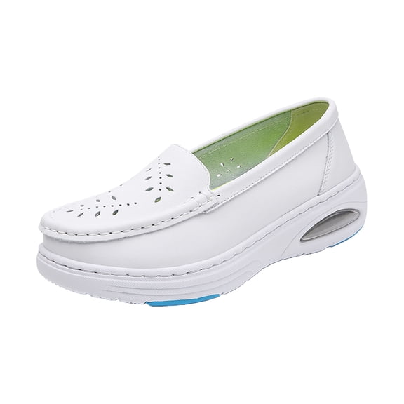 Domuza Orthopedic Shoes for Women Arch Support Slip on Non Slip Nurse Shoes Wide Width Knitted Mesh Stretch Business Casual Shoes Comfort 2026 Foam Shoes White 5(EU-35)
