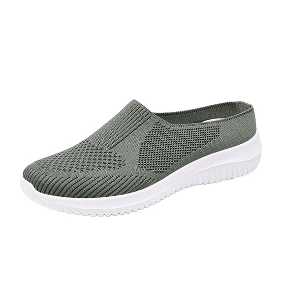 Domuza Orthopedic Shoes for Women Arch Support Slip on Non Slip Running Shoes Wide Mesh Stretch Work Shoes Soft 2026 New Orthopedic Shoes Green 10(EU-43)