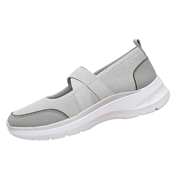 Domuza Orthopedic Shoes for Women Arch Support Slip on Non Slip Tennis Shoes Lightweight Mesh Stretch Volleyball Shoes Comfortable 2026 New Foam Shoes Gray 6.5(EU-37)