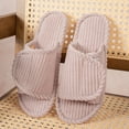 thumbnail image 1 of Domuza Orthopedic Slippers for Women Arch Support Indoor House Slippers Adjustable Open Toe Corduroy Bedroom Shoes Beige 7.5（EU-39）, 1 of 4