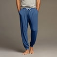 thumbnail image 1 of Domuza Pajama Pants for Men Lightweight Elastic Drawstring Casual Soft Jogger Pj Pants Comfortable Loose Lounge Pjs Trousers with Pockets Dark Blue XL, 1 of 9