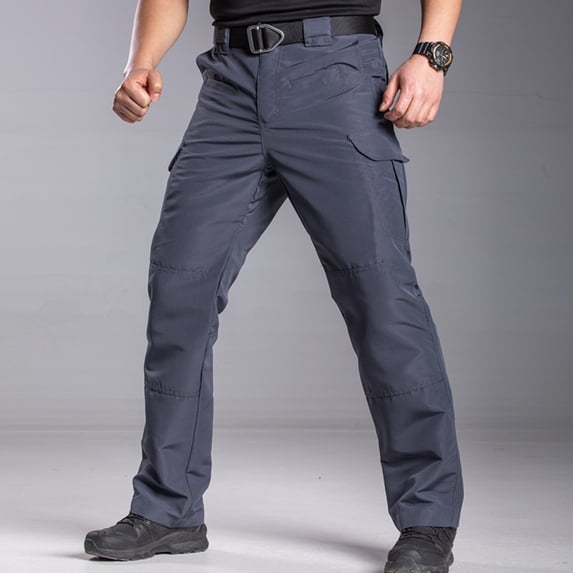 Domuza Pants for Men Ripstop Cargo Work Pants with Multi Pockets Water Resistant Breathable Hiking Construction Pants Gray S