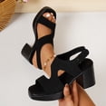 thumbnail image 1 of Domuza Platform Heels for Women Comfy Chunky Block Heeled Sandal Open Toe Ankle Strap Mid Heel Slingback Sandals Summer Pary Dress Shoes Black 6.5（EU-37）, 1 of 4
