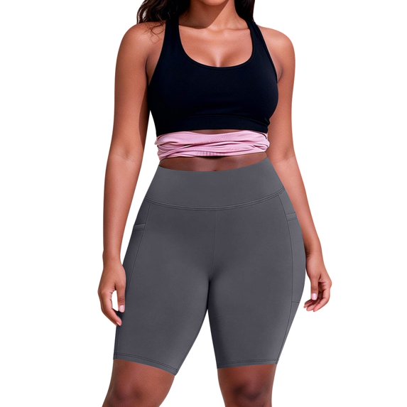 Domuza Plus Size Biker Shorts for Women High Waist Tummy Control Yoga Shorts Soft Stretch Workout Shorts Under Dresses Dark Gray 3XL