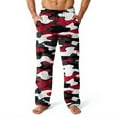 thumbnail image 1 of Domuza Plush Warm Pajama Pants Men Fluffy Soft Fleece Relaxed Fit Elastic Waist Pj Pants Fall Winter Camo Wide Leg Lounge Sleep Pants Red XL, 1 of 6