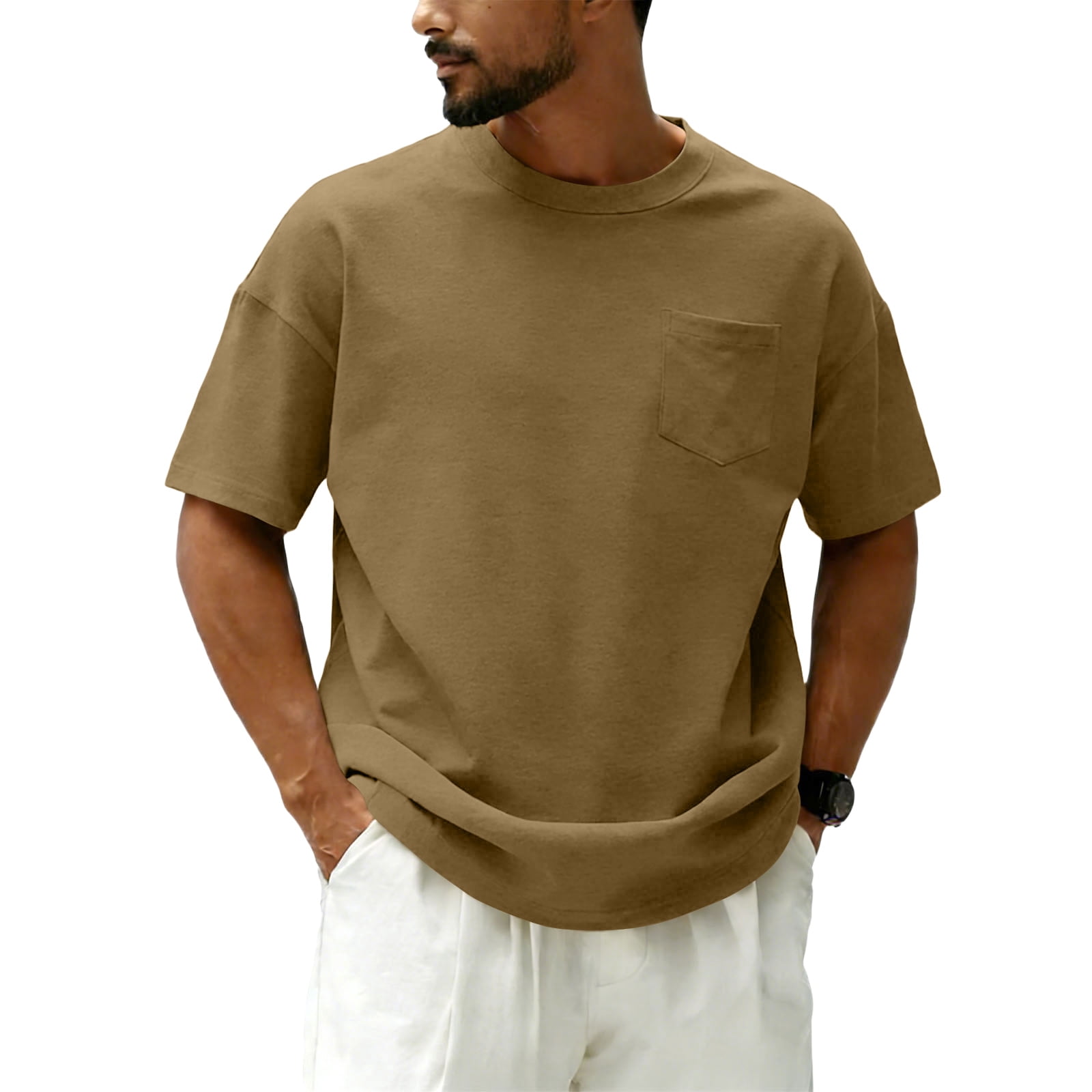 Domuza Pocket T-Shirt for Men Short Sleeve Soft Crew Neck Lightweight ...