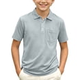 thumbnail image 1 of Domuza Polo Shirt for Kids Boys Collared Short Sleeve Casual Button Tees Comfy Soft Quick Dry Workout Golf Class Uniform-Gray 3-4 Years, 1 of 3