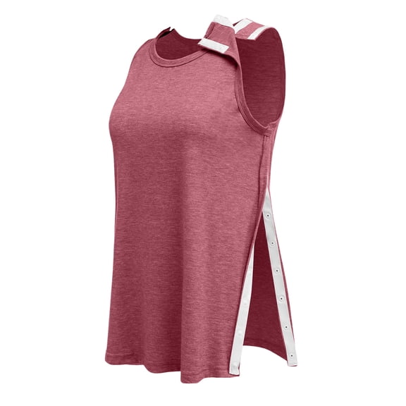 Domuza Post Shoulder Surgery Shirts Women After Rotator Cuff Post Shoulder Surgery Sleeveless Tops Tear Away Chemo Shirts Clothes Vermilion XL
