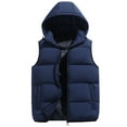 thumbnail image 1 of Domuza Puffer Vest for Men Sleeveless Lightweight Zip Up Padded Cotton Jackets Coat Winter Thick Warm Oversized Quilted Outerwear with Hood Dark Blue XXL, 1 of 5