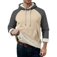 thumbnail image 1 of Domuza Pullover Hoodie for Men Thick Sherpa Lined Heavyweight Hooded Sweatshirt Fall Winter Warm Stylish Color Block Athletic Fleece Pullover Top Dark Gray L, 1 of 9