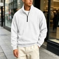 thumbnail image 1 of Domuza Quarter Zip Lapel Collar Pullover for Men Casual Lightweight Fleece Solid Color Comfort Soft Sweatshirt, 1 of 7