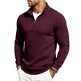 thumbnail image 1 of Domuza Quarter Zip Pullover Sweatshirt for Men, Waffle Knit Mock Neck Polo Sweater, Fashion Winter Long‑Sleeve Casual Tops, 1 of 8
