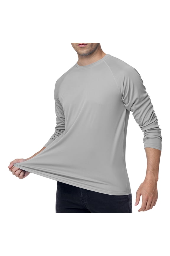 Rash Guard for Men Shirts Upf 50+ Sun Protection Uv Long Sleeve Shirts 2026 New Outdoor Lightweight Running Hiking Tops Light Gray M