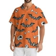 thumbnail image 1 of Domuza Scrub Shirts for Men Oversized V Neck Short Sleeve Horror Funny Print Nursing Top Soft Comfort Stretch Working Blouse with Chest Pockets Saffron S, 1 of 5