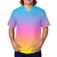 thumbnail image 1 of Domuza Scrub Shirts for Men Tie-Dye Gradient V Neck Short Sleeve Caregiver Uniform Big and Tall Soft Comfy Medical Scrub Tops with 3 Pockets Multicolor S, 1 of 4