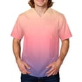 thumbnail image 1 of Domuza Scrub Top Men Gradient Tie-Dye V Neck Short Sleeve Caregiver Uniform Relaxed Fit Comfy Soft Medical Workwear with 3 Pockets Beige XL, 1 of 4
