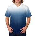 thumbnail image 1 of Domuza Scrub Top Men Gradient Tie-Dye V Neck Short Sleeve Working Uniform Relaxed Fit Soft Comfy Medical Scrub Tops with 3 Pockets White 4XL, 1 of 5