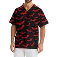 thumbnail image 1 of Domuza Scrub Tops for Men Oversized V-Neck Short Sleeve Spooky Horror Print Carer Top Comfort Soft Elastic Working Uniform with Chest Pockets Wine 5XL, 1 of 4