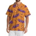 thumbnail image 1 of Domuza Scrub Tops Men Plus Size V Neck Short Sleeve Horror Novelty Print Caregiver Top Soft Comfort Elastic Working Uniform with Pockets Orange 4XL, 1 of 5
