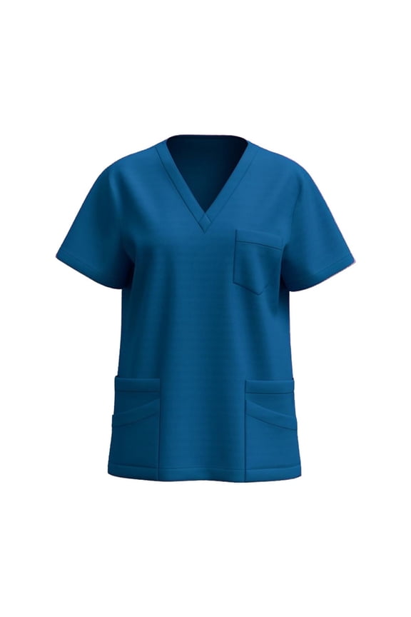 Scrub Tops for Women Casual Soft Stretchy Short Sleeve V-Neck T-Shirts Breathable Comfy Nurse Uniforms Blouses with Multiple Pocket Sky Blue XL