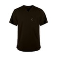 thumbnail image 1 of Domuza Scrub Tops for Men - Classic V-Neck Short Sleeve Top with Multiple Pockets, Side Slits Brown 2XL, 1 of 5