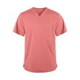 thumbnail image 1 of Domuza Scrub Tops for Men - Classic V-Neck Short Sleeve Top with Multiple Pockets, Side Slits Pink 2XL, 1 of 5