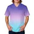 thumbnail image 1 of Domuza Scrub Tops for Men Gradient Tie-Dye V Neck Short Sleeve Work Uniform Relaxed Fit Comfy Soft Medical Scrub Tops with 3 Pockets Purple S, 1 of 4
