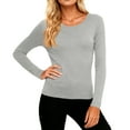 thumbnail image 1 of Domuza Under Scrubs for Women Top Crew Neck Long Sleeve Solid Color T Shirts Fall Winter Thermal Comfort Soft Slim Fit Base Layer Pullover Light Gray M, 1 of 5