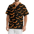 thumbnail image 1 of Domuza Scrubs for Men Top Oversized V-Neck Short Sleeve Spooky Novelty Print Carer Top Comfort Soft Stretch Working Uniform with Pockets Saffron L, 1 of 5