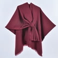 thumbnail image 1 of Domuza Shawl Wraps for Women Warm Cross Front Poncho Sweater Elegant Wedding Travel Shawls Cape for Fall Winter Spring Wine, 1 of 3