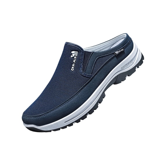 Domuza Slip On Mules for Men Light Open Back Shoes Comfort Walking Shoes Breathable Slippers Closed Toe Slides Blue 9.5 (EU-44)