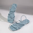 thumbnail image 1 of Domuza Strappy Sandals for Women Square Toe Dressy Summer Cute Vacation Ankle Strap Slip on Sandal Shoes Light Blue 9（EU-42）, 1 of 4