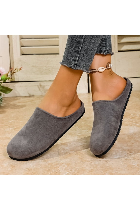 Suede Clogs for Women with Arch Support Potato Mules Shoes, Soft Cork Footbed Slip on Casual Comfort Home Sandals Slippers Gray 7（EU-38）