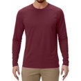 thumbnail image 1 of Domuza Sun Shirts for Men Athletic Workout Long Sleeve Rash Guard Shirt Lightweight Raglan Top Moisture Wicking Pullover for Fishing Running Wine XXXL, 1 of 7