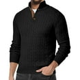 thumbnail image 1 of Domuza Sweaters for Men Long Sleeve Casual Mock Neck Button Down Knitt Sweaters Fall Winter Fashion Regular Fit Twist Patterned Pullover Black M, 1 of 4