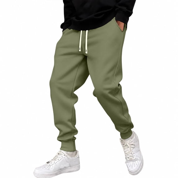 Domuza Sweatpants for Men Baggy Essentials Plain Drawstring Elastic Waist Joggers Athletic Pants with Pockets Travel Outdoor