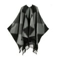 thumbnail image 1 of Domuza Tassel Shawl Wraps for Women Open Front Poncho Cape Fashion Reversible Blanket Scarf Travel Cardigan Sweater Black, 1 of 3