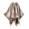 thumbnail image 1 of Domuza Tassel Shawl Wraps for Women Open Front Poncho Cape Fashion Reversible Blanket Scarf Travel Cardigan Sweater Khaki, 1 of 3