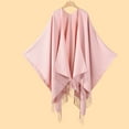 thumbnail image 1 of Domuza Tassel Shawl Wraps for Women Open Front Poncho Cape Fashion Reversible Blanket Scarf Travel Cardigan Sweater Pink, 1 of 4
