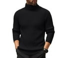 thumbnail image 1 of Domuza Turtleneck Sweater Men Basic Regular Fit Long Sleeve Ribbed Knitted Sweaters Fall Winter Warm Casual Fashion Solid Pullover Sweaters Black XL, 1 of 3